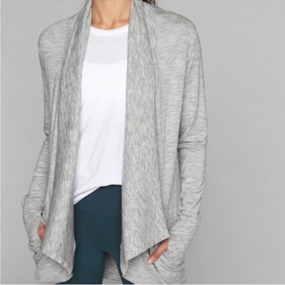 Athleta Pranayama Restore Cardigan in Light Heather Grey Size SP